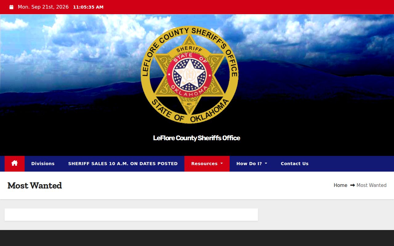 LeFlore County outstanding warrants research on the official Most Wanted page