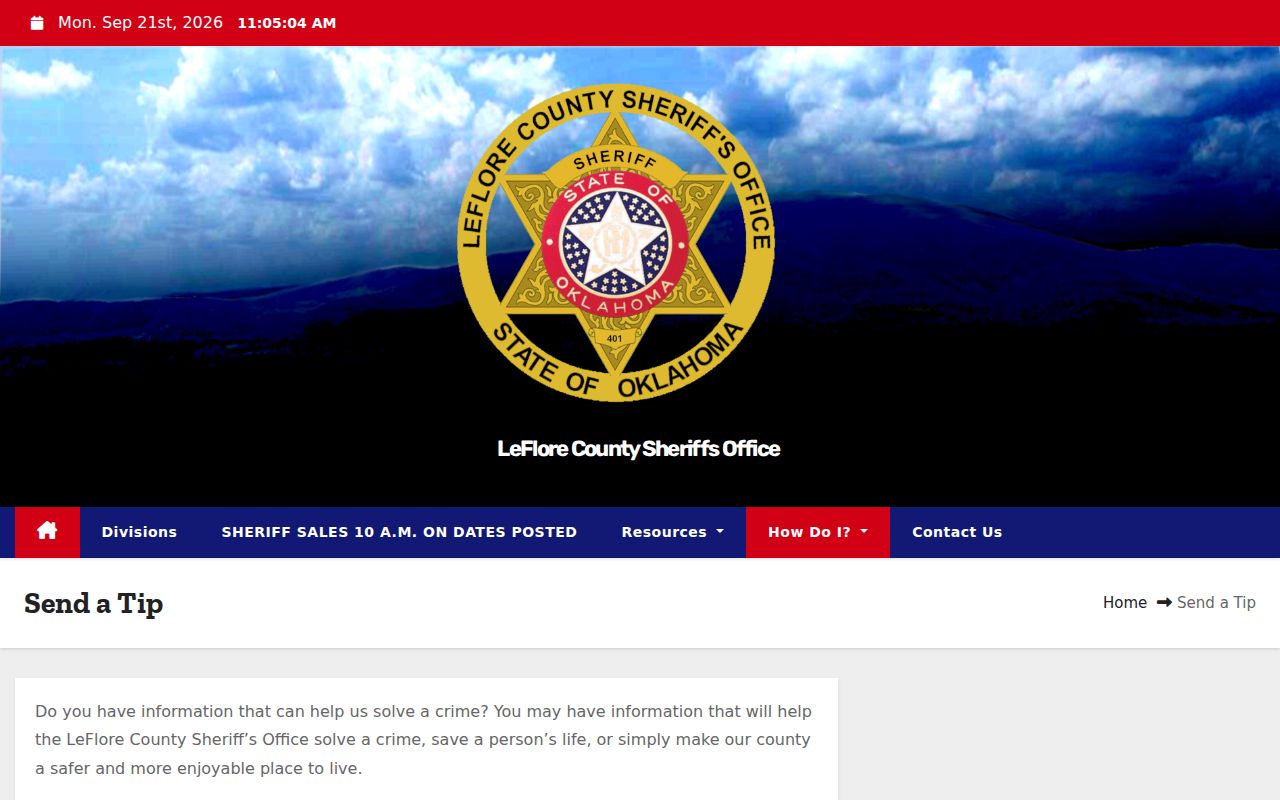 LeFlore County most wanted list research with the official sheriff tip form